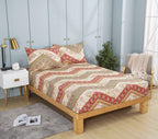 DaDa Bedding Botanical Cranberry Sage Chevron Floral Fitted Bed Sheet w/ Pillow Cases (JHW-924-Fitted) DaDalogy Bedding Collection
