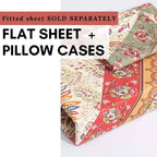 DaDa Bedding Botanical Cranberry Sage Chevron Floral Flat Bed Sheet w/ Pillowcases (JHW-924-Flat) DaDalogy Bedding Collection