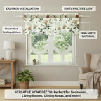 DaDa Bedding Collection Enchanted Meadow Semi-Sheer Valance - Floral Elegance in Beige, Rose, and Soft Green, Light Filtering See Through Microfiber, Rod Pocket Design, 18x52 Inches DaDalogy Bedding Collection