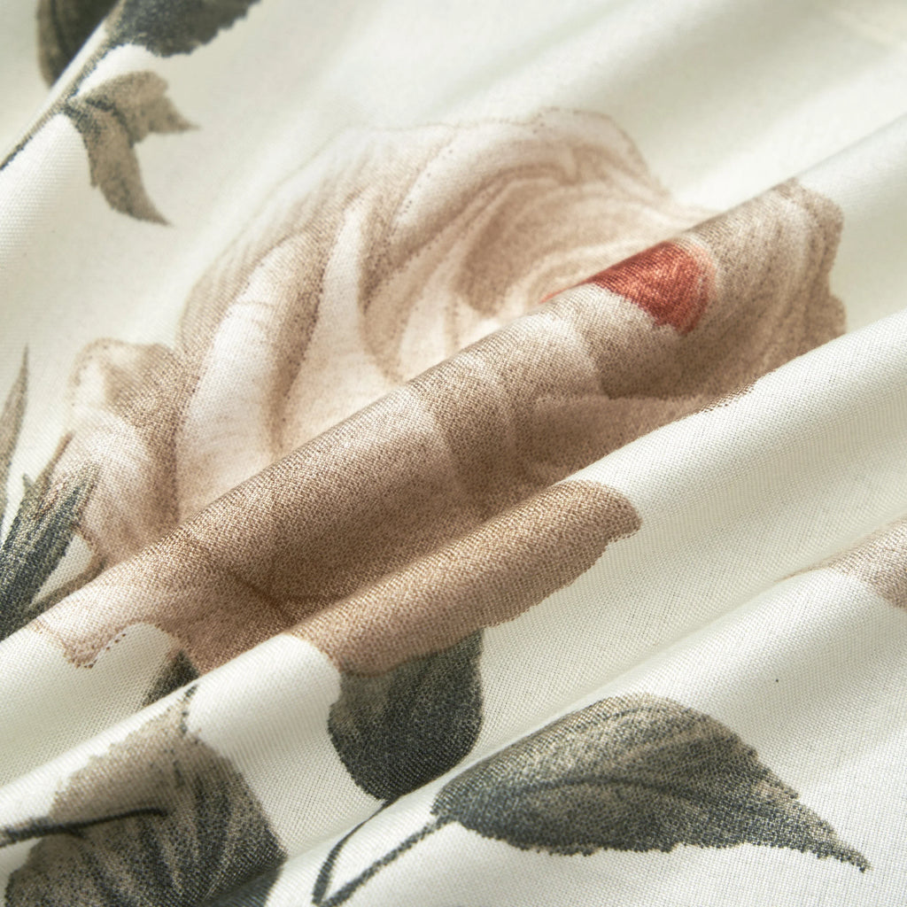 DaDa Bedding Collection Enchanted Meadow Semi-Sheer Valance - Floral Elegance in Beige, Rose, and Soft Green, Light Filtering See Through Microfiber, Rod Pocket Design, 18x52 Inches DaDalogy Bedding Collection