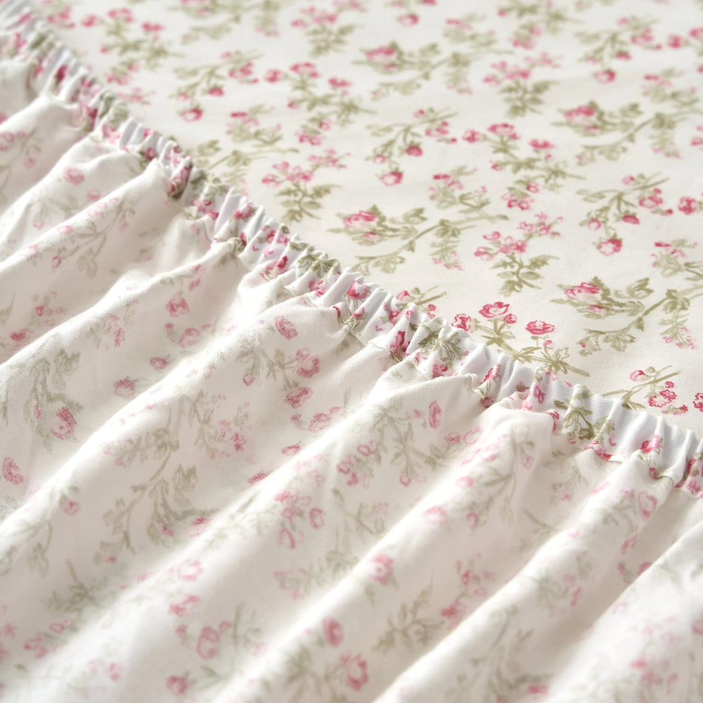 DaDa Bedding Collection Romantic Coquette Sheet Set - 100% Cotton [ Poplin Cotton ] Floral Fitted & Flat Sheets with Pillowcases - Deep Pocket Design - Soft, Breathable, Wrinkle-Resistant DaDalogy Bedding Collection
