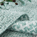 DaDa Bedding Contemporary Mint Green Grey Geometric Cotton Quilted Bedspread Set (JHW-804) DaDalogy Bedding Collection