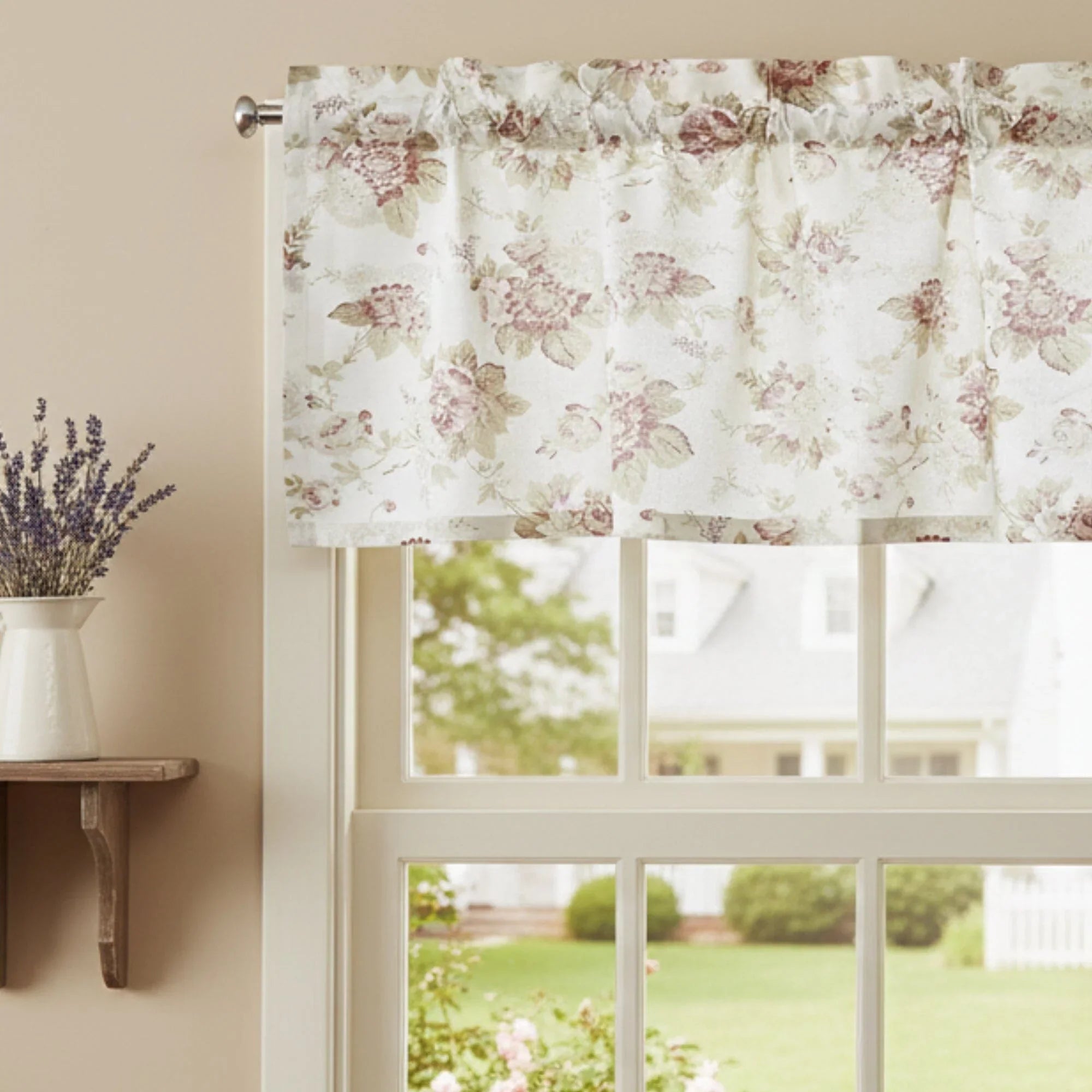 DaDa Bedding Dainty Floral Garden Pastel Roses Cottage Window Curtain Valance - 18" x 52" (3036) DaDalogy Bedding Collection