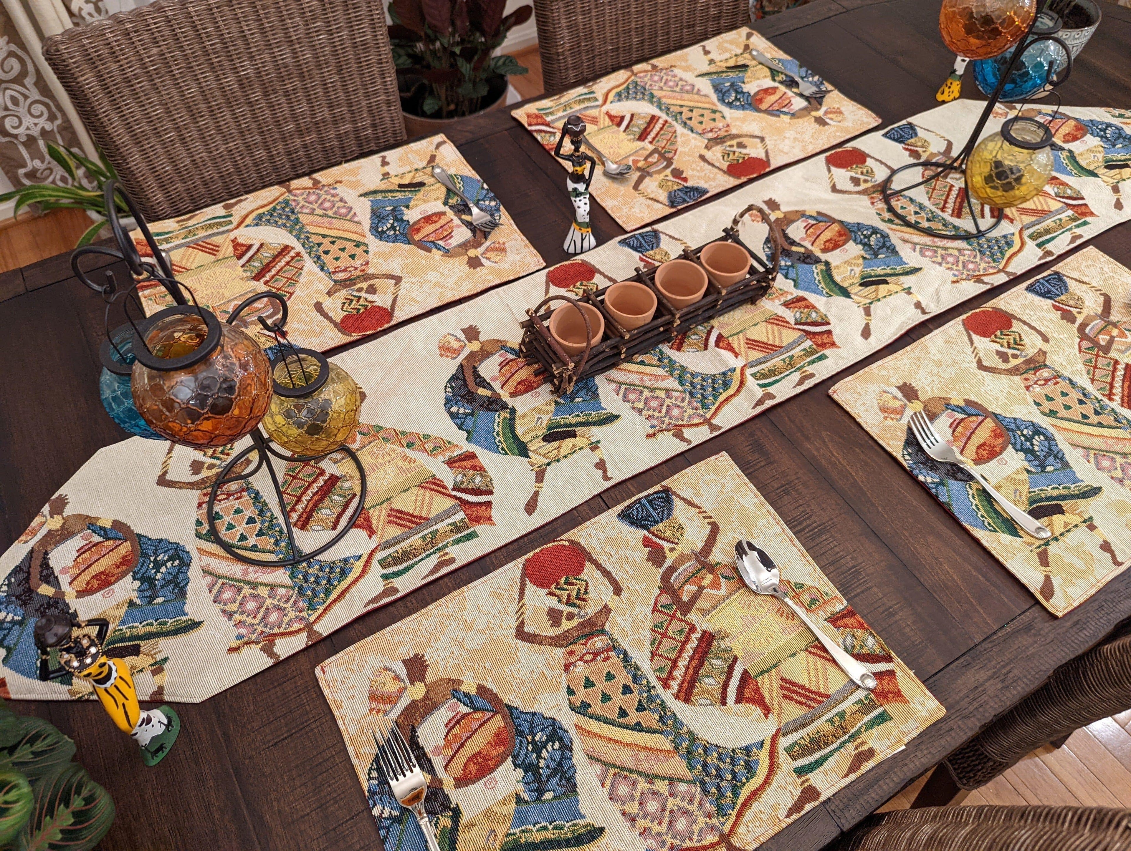 DaDa Bedding Dancing Women African Dreams Elegant Woven Tapestry Dining Table Runner (18117) DaDalogy Bedding Collection