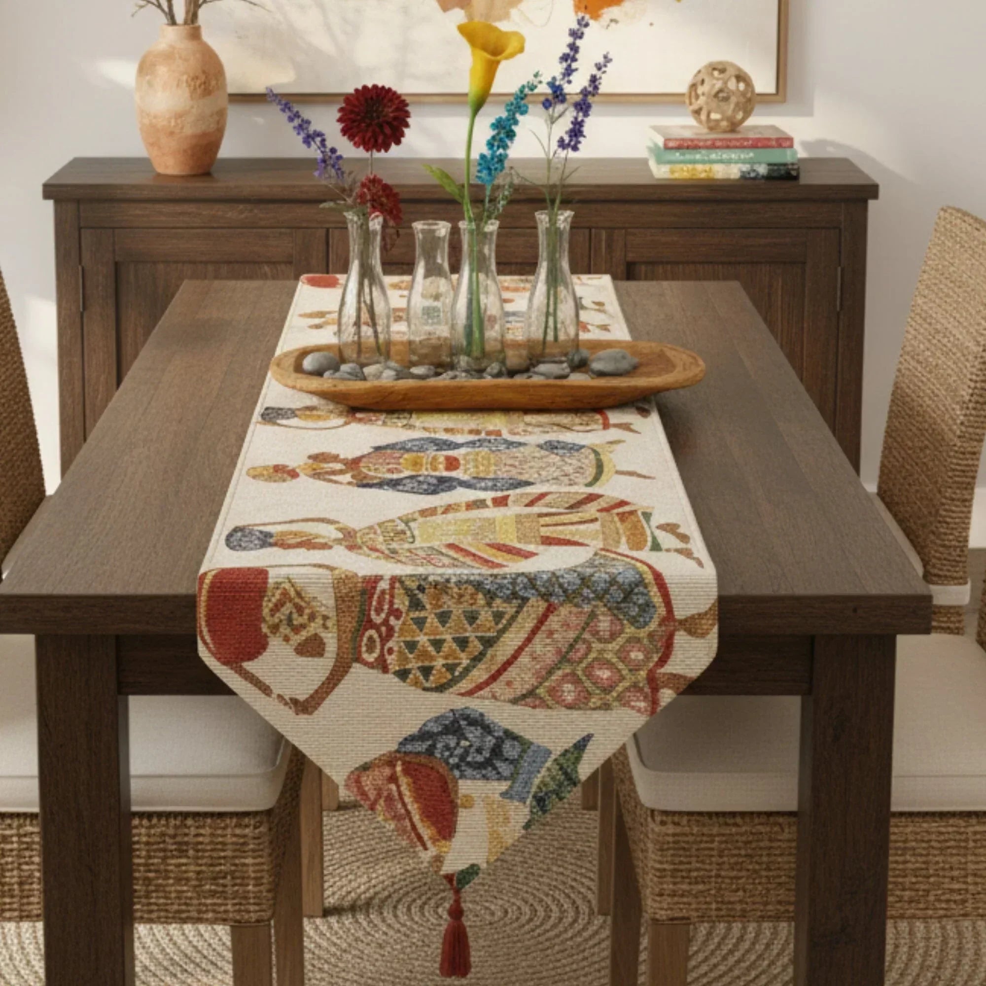 DaDa Bedding Dancing Women African Dreams Elegant Woven Tapestry Dining Table Runner (18117) DaDalogy Bedding Collection