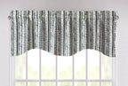 DaDa Bedding Denim Blue Elegance Striped Floral Window Curtain Valance - 18" x 52" (JHW-660) DaDalogy Bedding Collection