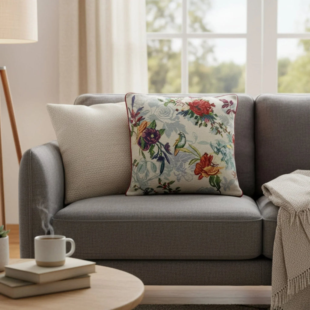 DaDa Bedding Elegant Tropical Paradise Birds Floral Tapestry Throw Pillow Covers 16" (18116) DaDalogy Bedding Collection