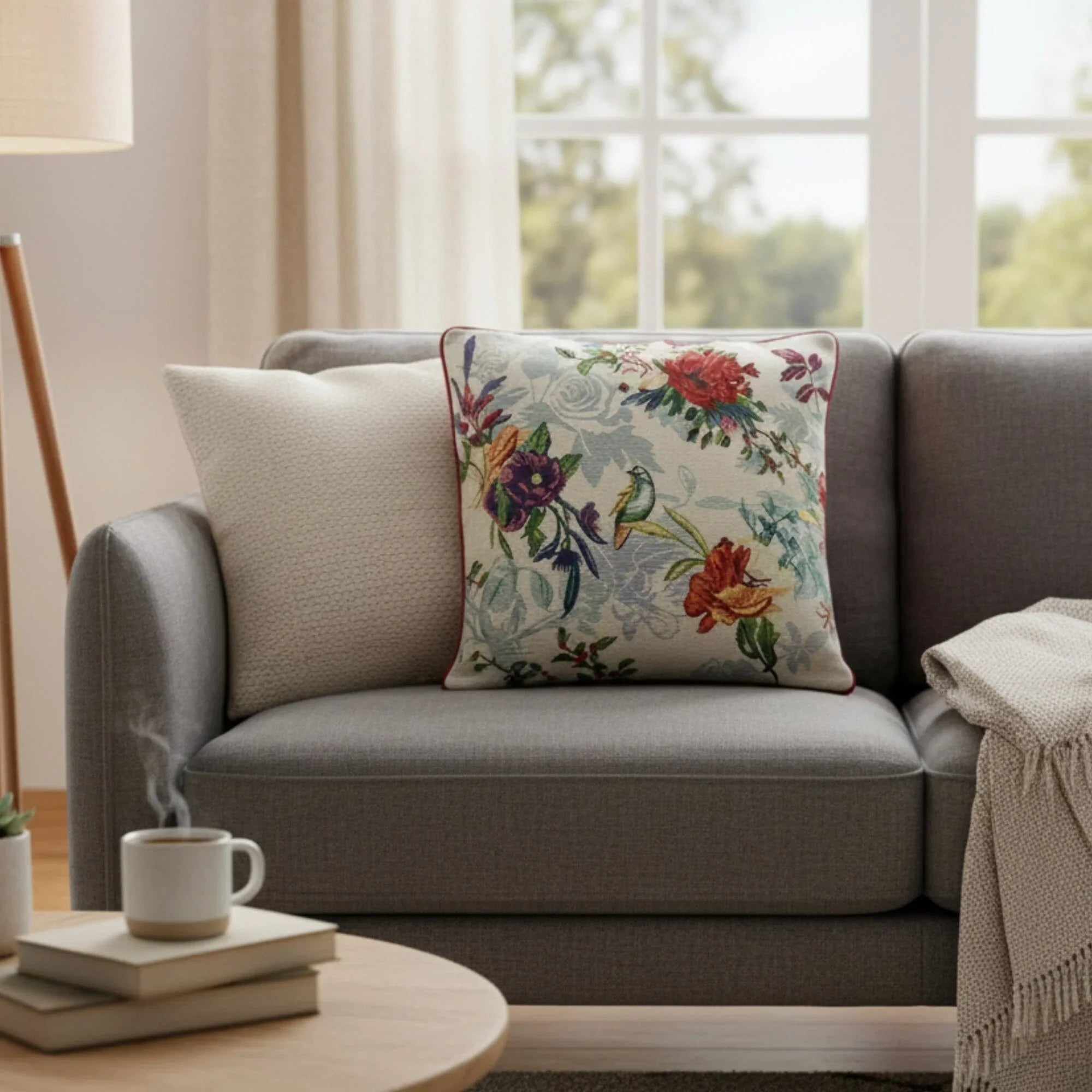 DaDa Bedding Elegant Tropical Paradise Birds Floral Tapestry Throw Pillow Covers 16" (18116) DaDalogy Bedding Collection