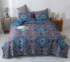 DaDa Bedding Farmhouse Bohemian Native Rustic Navy Blue Geometric Diamond Shapes Bedspread Set (KSX-001) DaDalogy Bedding Collection