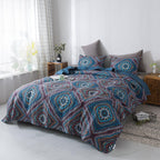 DaDa Bedding Farmhouse Bohemian Native Rustic Navy Blue Geometric Diamond Shapes Bedspread Set (KSX-001) DaDalogy Bedding Collection
