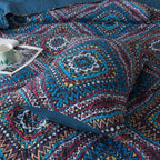 DaDa Bedding Farmhouse Bohemian Native Rustic Navy Blue Geometric Diamond Shapes Bedspread Set (KSX-001) DaDalogy Bedding Collection