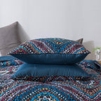 DaDa Bedding Farmhouse Bohemian Native Rustic Navy Blue Geometric Diamond Shapes Bedspread Set (KSX-001) DaDalogy Bedding Collection