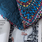 DaDa Bedding Farmhouse Bohemian Native Rustic Navy Blue Geometric Diamond Shapes Bedspread Set (KSX-001) DaDalogy Bedding Collection