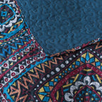 DaDa Bedding Farmhouse Bohemian Native Rustic Navy Blue Geometric Diamond Shapes Bedspread Set (KSX-001) DaDalogy Bedding Collection