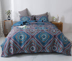 DaDa Bedding Farmhouse Bohemian Native Rustic Navy Blue Geometric Diamond Shapes Bedspread Set (KSX-001) DaDalogy Bedding Collection