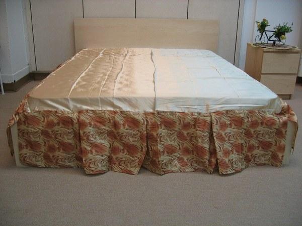 DaDa Bedding Floral Gold & Bronze Brown Dust Ruffle Pleated Bed Skirt - 14" Drop  (BS-BM6169L-1) DaDalogy Bedding Collection