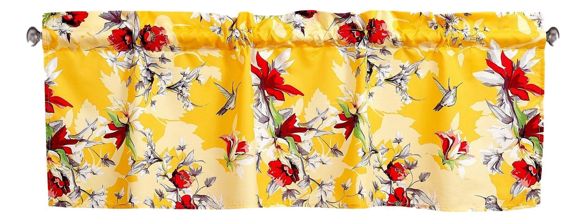 DaDa Bedding Floral Sunshine Yellow Hummingbirds Window Curtain Valance - 18" x 52" (JHW-925) DaDalogy Bedding Collection