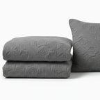 DaDa Bedding Floral Vintage Stone Wash Grey Matelassé Ash Silver Diamond Pattern Quilted Bedspread Set (JHW855) DaDalogy Bedding Collection
