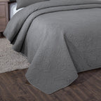 DaDa Bedding Floral Vintage Stone Wash Grey Matelassé Ash Silver Diamond Pattern Quilted Bedspread Set (JHW855) DaDalogy Bedding Collection