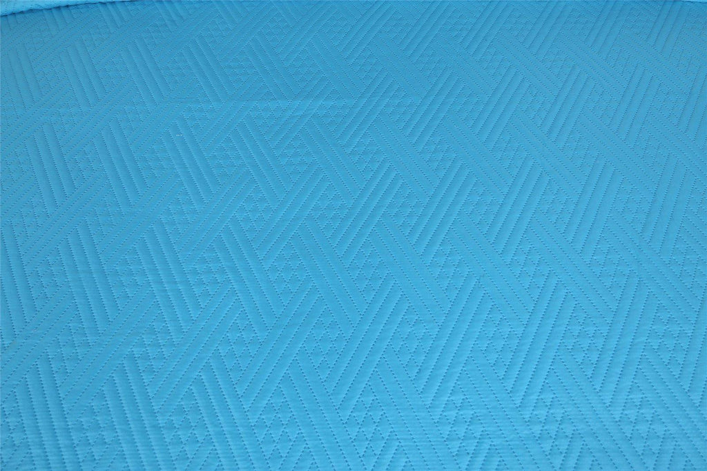 DaDa Bedding Gentle Wave Turquoise Teal Blue Lagoon Lightweight Quilted Bedspread Set (LH3000) DaDalogy Bedding Collection