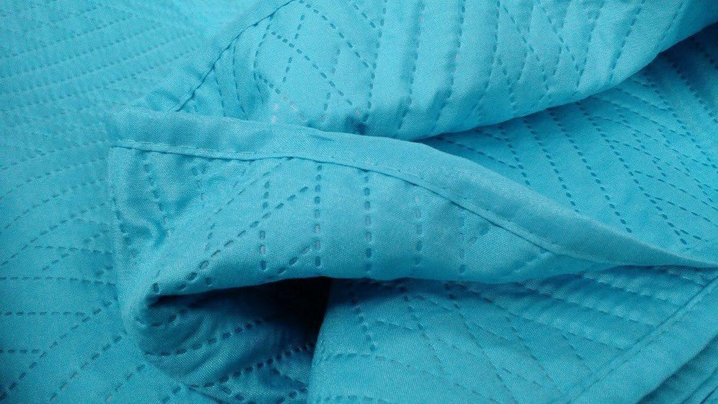 DaDa Bedding Gentle Wave Turquoise Teal Blue Lagoon Lightweight Quilted Bedspread Set (LH3000) DaDalogy Bedding Collection