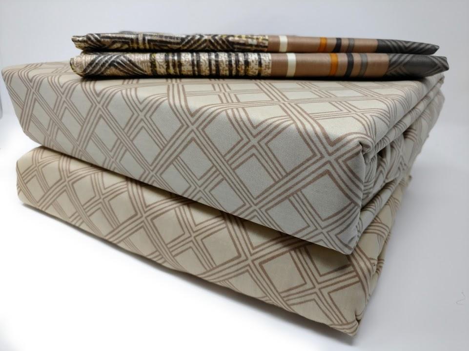 DaDa Bedding Geometric Striped Tan Brown Multi-Color Fitted + Flat Sheet & Pillow Cases Set (FSFS8279) DaDalogy Bedding Collection