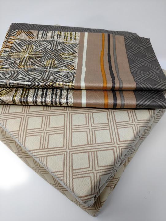 DaDa Bedding Geometric Striped Tan Brown Multi-Color Fitted + Flat Sheet & Pillow Cases Set (FSFS8279) DaDalogy Bedding Collection