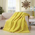 DaDa Bedding Happy Sunny Yellow Bright Quilted Ultra Sonic Reversible Throw Blanket Bedspread (BJ0107) DaDalogy Bedding Collection