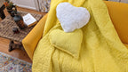 DaDa Bedding Happy Sunny Yellow Bright Quilted Ultra Sonic Reversible Throw Blanket Bedspread (BJ0107) DaDalogy Bedding Collection