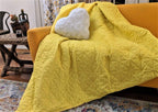 DaDa Bedding Happy Sunny Yellow Bright Quilted Ultra Sonic Reversible Throw Blanket Bedspread (BJ0107) DaDalogy Bedding Collection