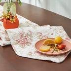DaDa Bedding Hint of Mint Cottage Floral Roses Quilted Cotton Dining Table Runner (3036) DaDalogy Bedding Collection