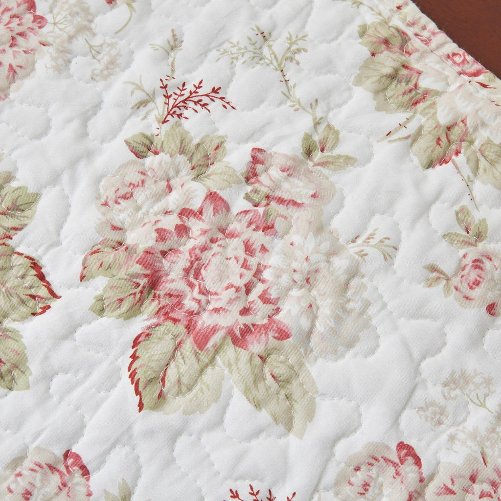DaDa Bedding Hint of Mint Cottage Floral Roses Quilted Cotton Dining Table Runner (3036) DaDalogy Bedding Collection