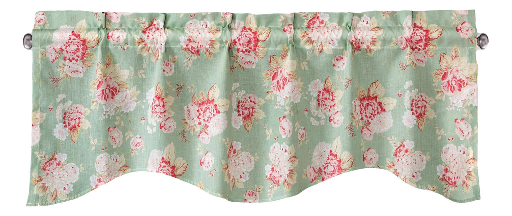 DaDa Bedding Hint of Mint Floral Pastel Roses Cottage Window Curtain Valance - 18" x 52" (JHW-3036) DaDalogy Bedding Collection