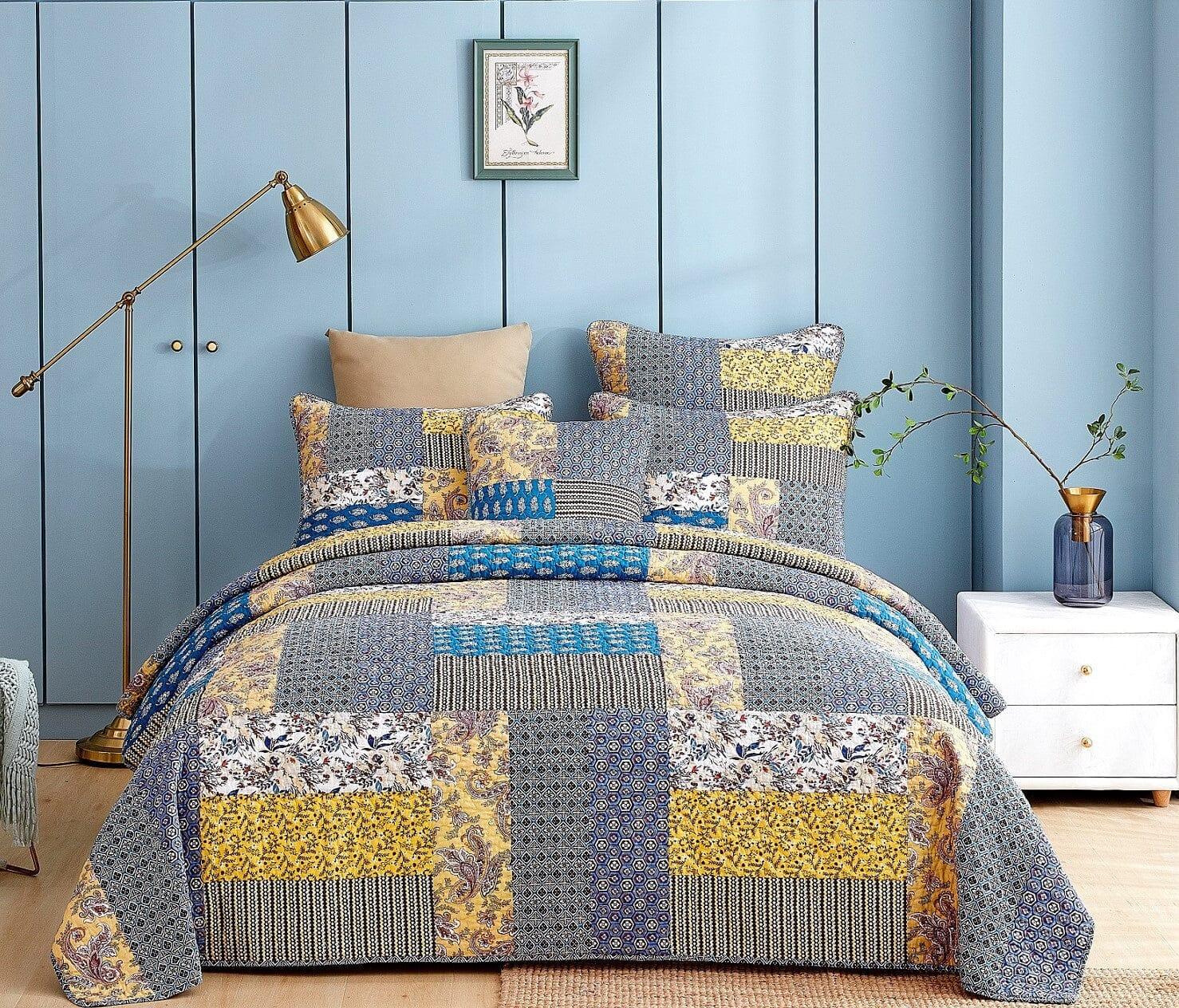 DaDa Bedding Honey Cove Garden Floral Paisley Cottage Patchwork Bedspread Set (JHW-957) DaDalogy Bedding Collection