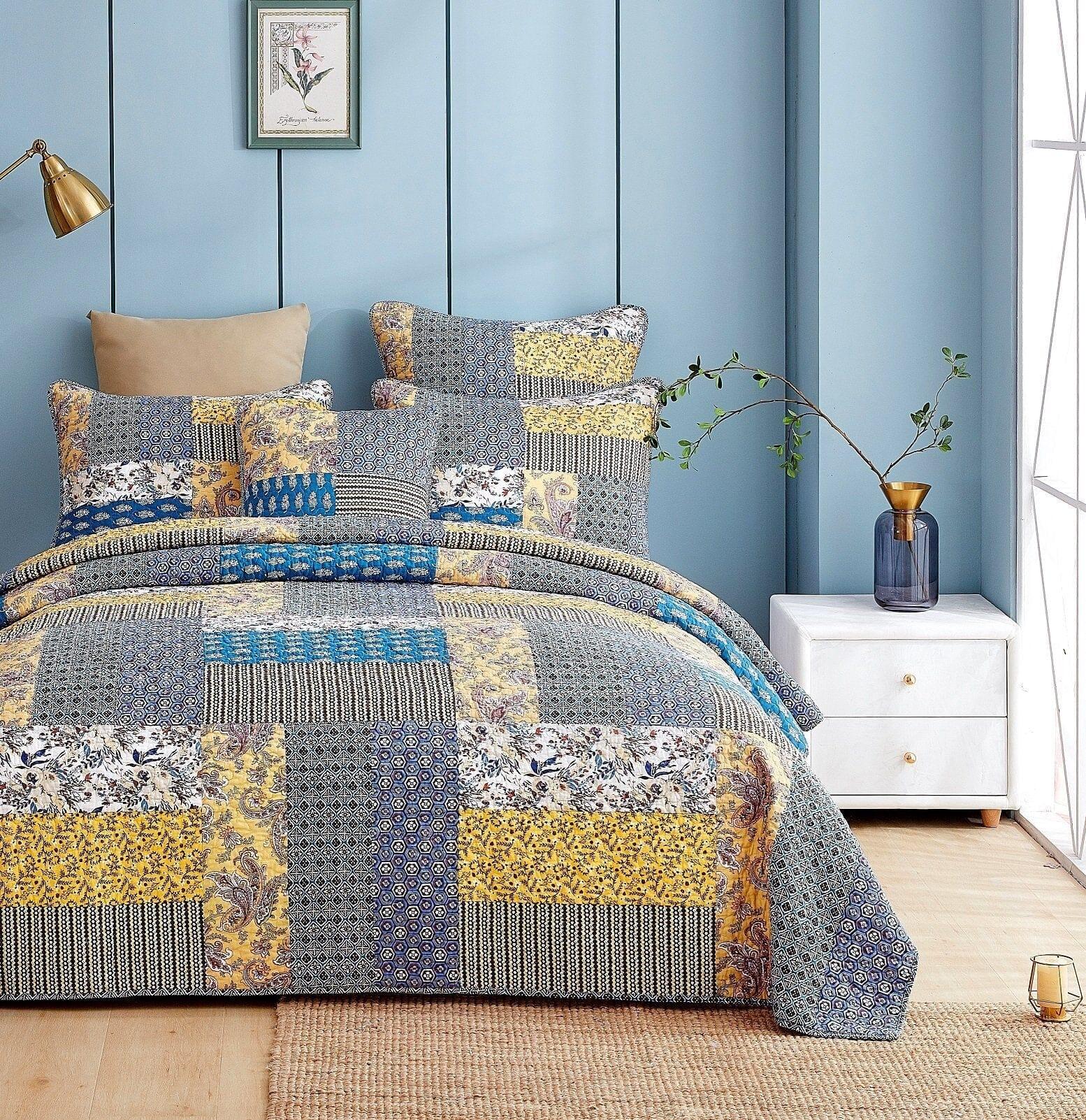 DaDa Bedding Honey Cove Garden Floral Paisley Cottage Patchwork Bedspread Set (JHW-957) DaDalogy Bedding Collection