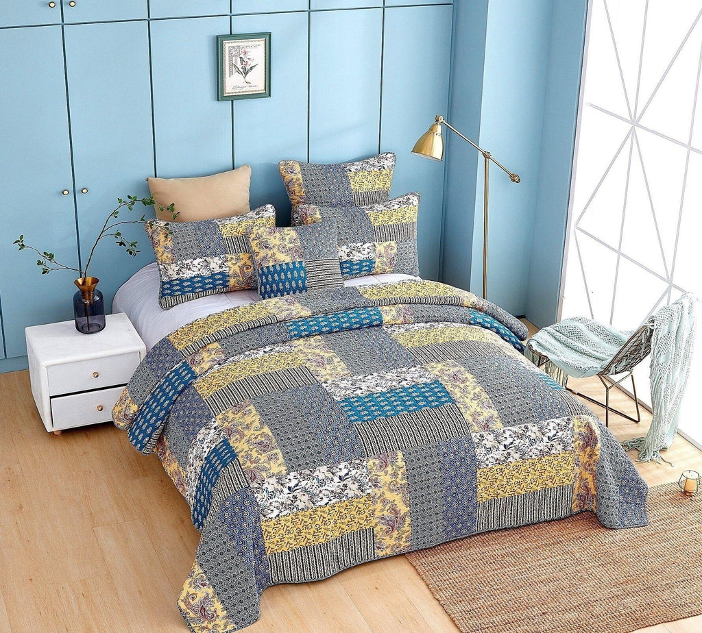 DaDa Bedding Honey Cove Garden Floral Paisley Cottage Patchwork Bedspread Set (JHW-957) DaDalogy Bedding Collection