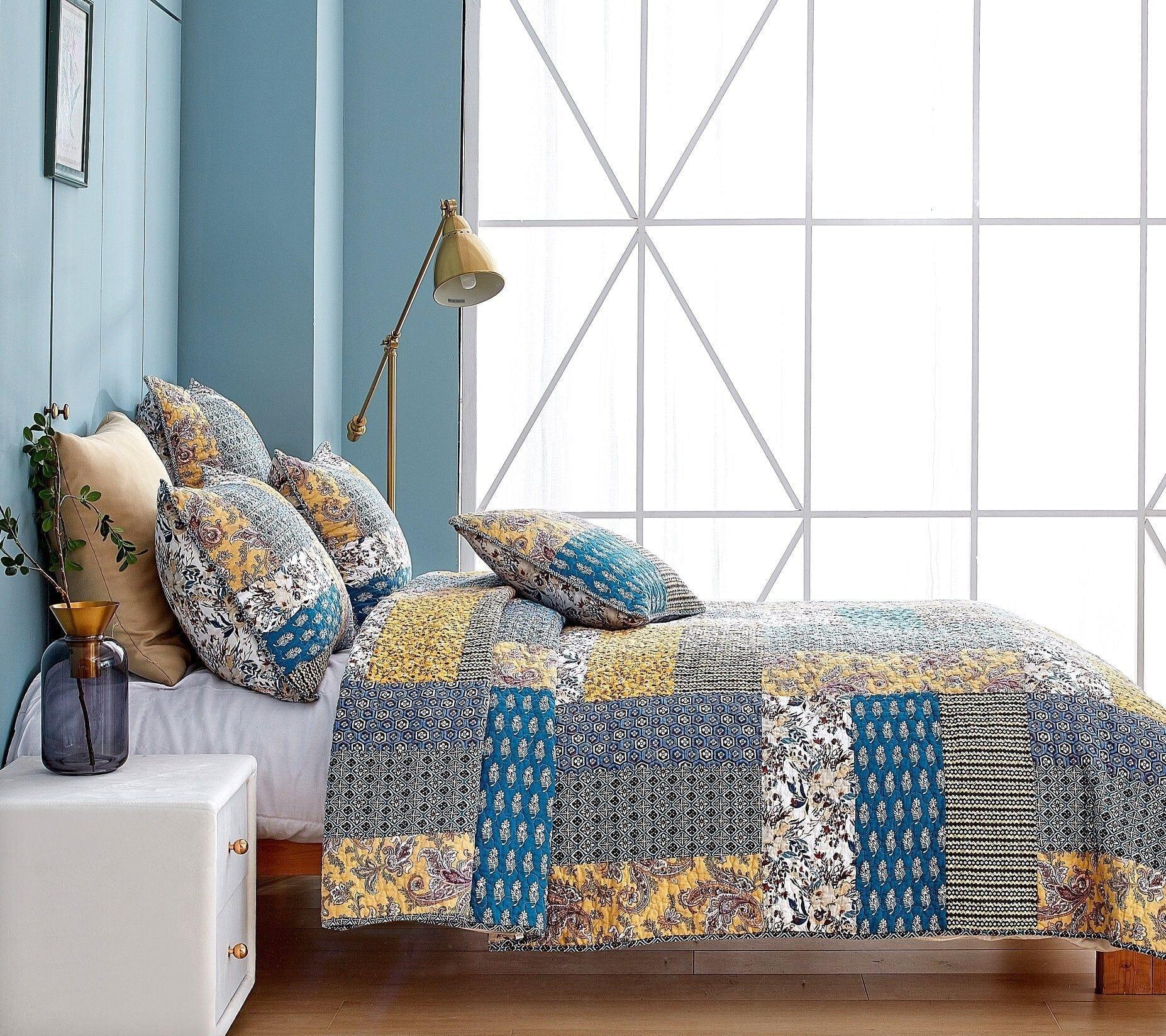 DaDa Bedding Honey Cove Garden Floral Paisley Cottage Patchwork Bedspread Set (JHW-957) DaDalogy Bedding Collection