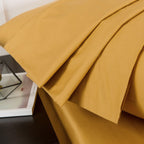 DaDa Bedding Honey Yellow Poplin Cotton Fitted Sheet w/ Pillow Cases (JHW-550-Fitted) DaDalogy Bedding Collection