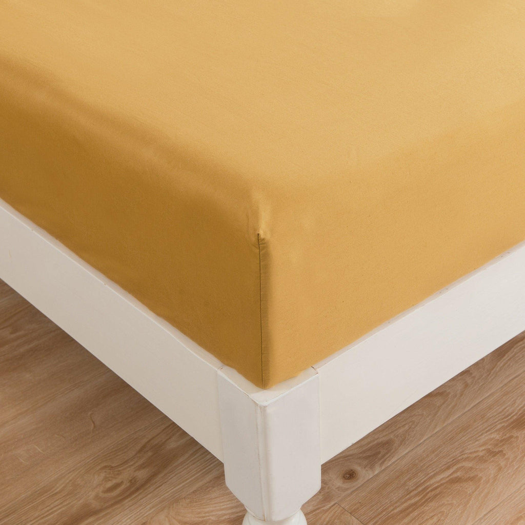 DaDa Bedding Honey Yellow Poplin Cotton Fitted Sheet w/ Pillow Cases (JHW-550-Fitted) DaDalogy Bedding Collection