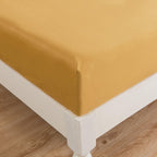 DaDa Bedding Honey Yellow Poplin Cotton Fitted Sheet w/ Pillow Cases (JHW-550-Fitted) DaDalogy Bedding Collection