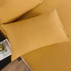 DaDa Bedding Honey Yellow Poplin Cotton Fitted Sheet w/ Pillow Cases (JHW-550-Fitted) DaDalogy Bedding Collection