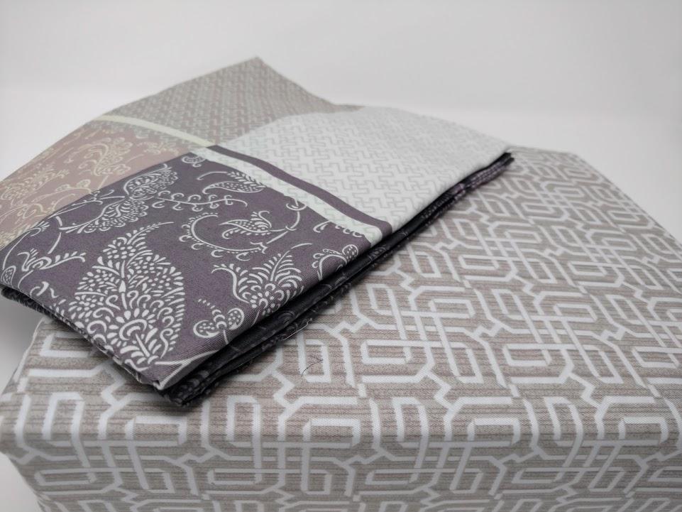 DaDa Bedding Jacquard Grey Floral Paisley Fitted Sheet & Pillow Cases Set (FTS8222) DaDalogy Bedding Collection