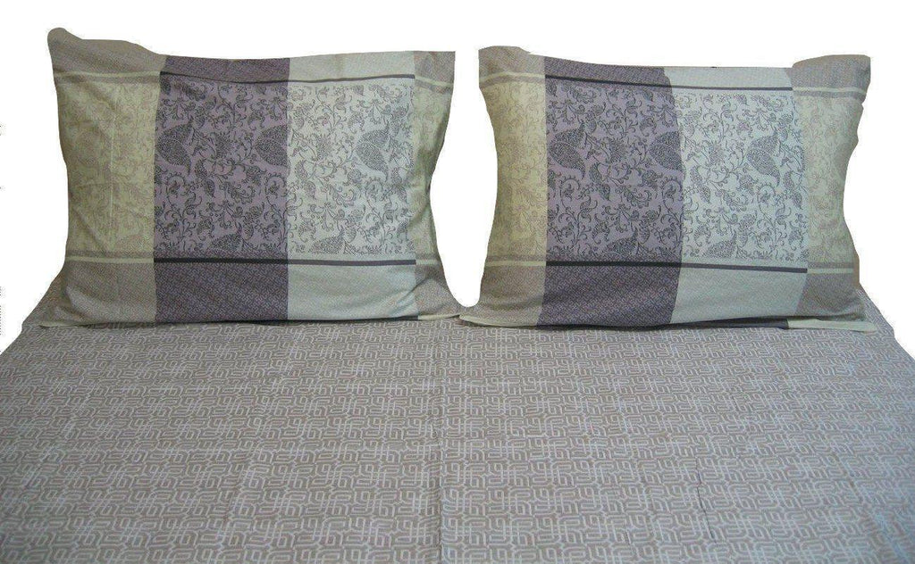 DaDa Bedding Jacquard Grey Floral Paisley Flat Sheet & Pillow Cases Set (FS8222) DaDalogy Bedding Collection