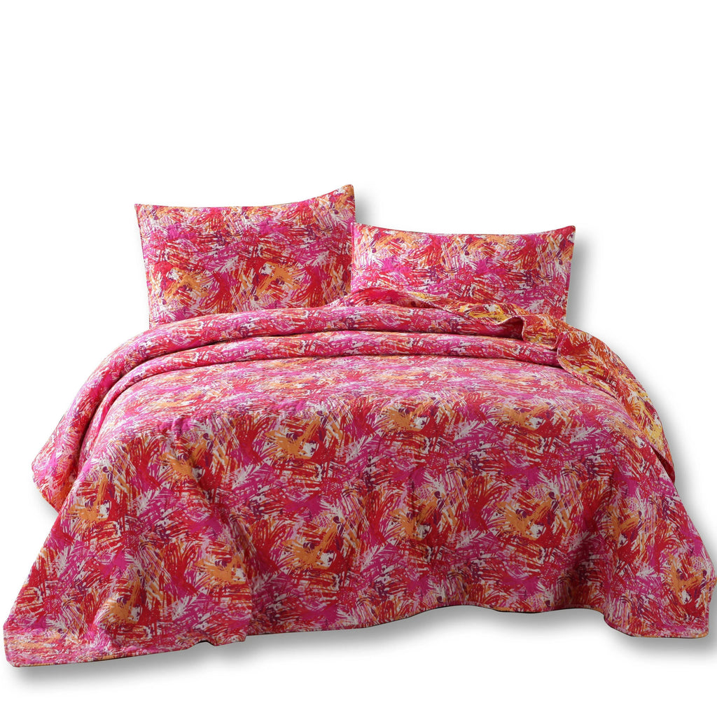 DaDa Bedding Lovely Pop of Colors Lightweight Reversible Quilted Bedspread Set (KBJ1625) DaDalogy Bedding Collection