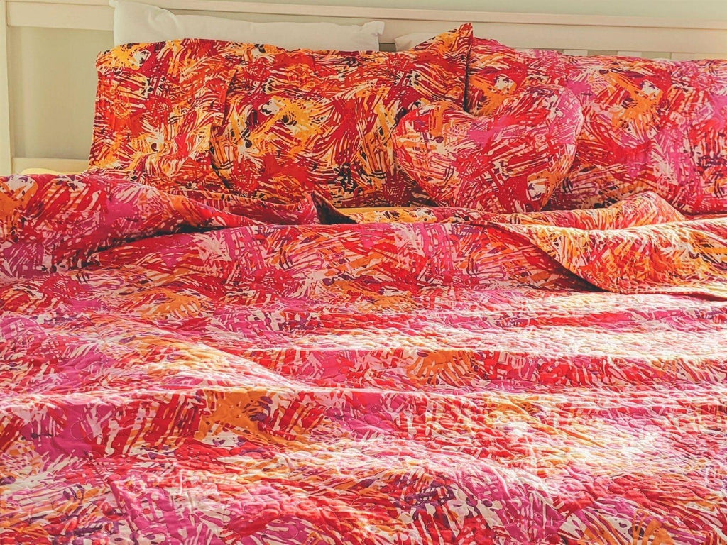 DaDa Bedding Lovely Pop of Colors Lightweight Reversible Quilted Bedspread Set (KBJ1625) DaDalogy Bedding Collection