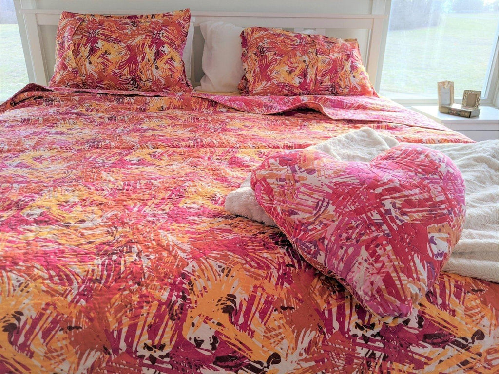DaDa Bedding Lovely Pop of Colors Lightweight Reversible Quilted Bedspread Set (KBJ1625) DaDalogy Bedding Collection