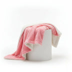 Dada Bedding Luxury Blossom Pink Rose Buds Pink Sherpa Backside Faux Fur Throw Blanket (bl-171752), side... - House Of Avana
