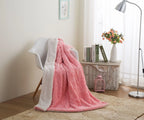 Dada Bedding Luxury Blossom Pink Rose Buds Pink Sherpa Backside Faux Fur Throw Blanket (bl-171752),... - House Of Avana