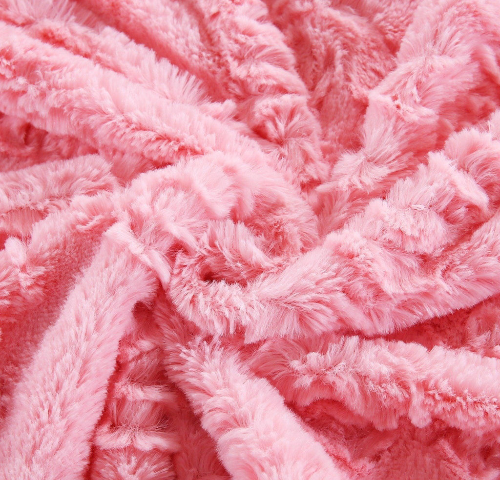 Dada Bedding Luxury Blossom Pink Rose Buds Pink Sherpa Backside Faux Fur Throw Blanket (bl-171752),... - House Of Avana