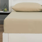 DaDa Bedding Luxury Soft Cotton Beige Fitted Bed Sheet & Pillow Cases Set (JHW-546-Fitted) DaDalogy Bedding Collection